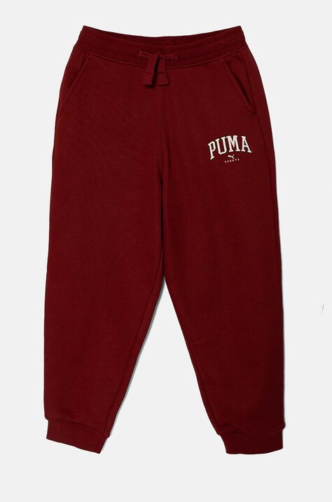 Puma pantaloni de trening pentru copii SQUAD Sweatpants culoarea bordo, cu imprimeu, 681781