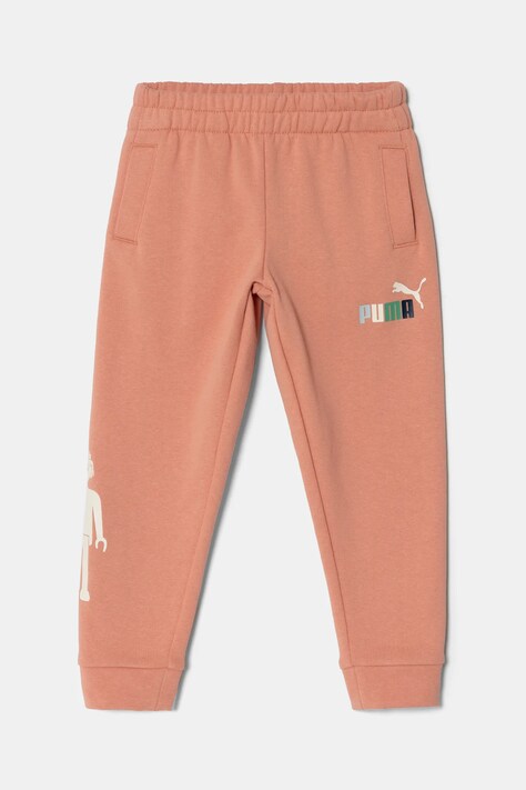 Puma pantaloni de trening din bumbac pentru copii X PLAYMOBIL culoarea portocaliu, cu imprimeu, 627391