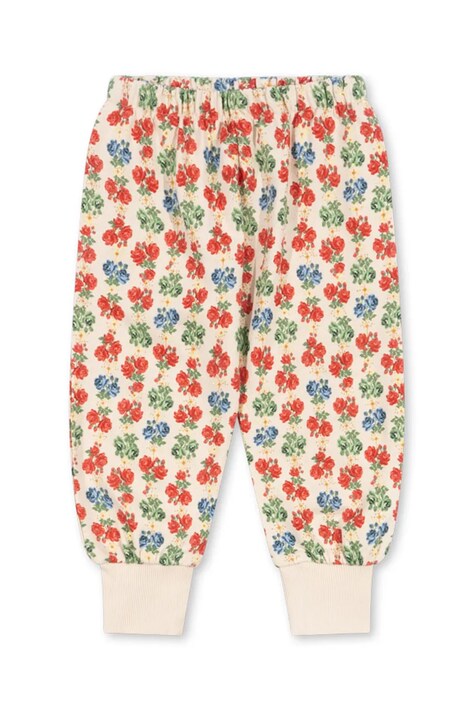 Дитячі бавовняні штани Konges Sløjd LOUPY LOU SWEAT PANTS GOTS колір бежевий візерунок KS102027