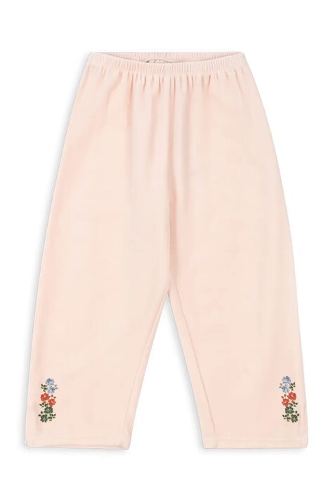 Konges Sløjd pantaloni de trening pentru copii VELOU PANTS GOTS culoarea bej, cu imprimeu, KS102133