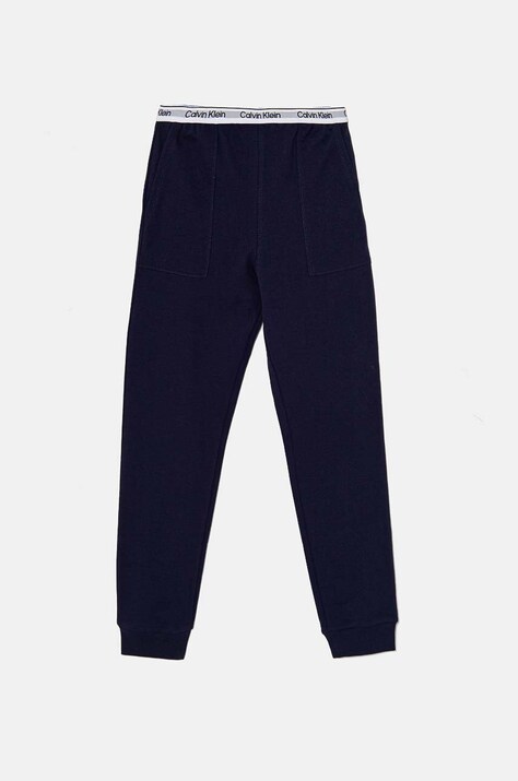 Calvin Klein Underwear pantaloni de trening din bumbac pentru copii culoarea albastru marin, neted, KK0KK00110