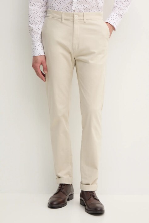 Calvin Klein pantaloni barbati, culoarea bej, mulata, K10K113696