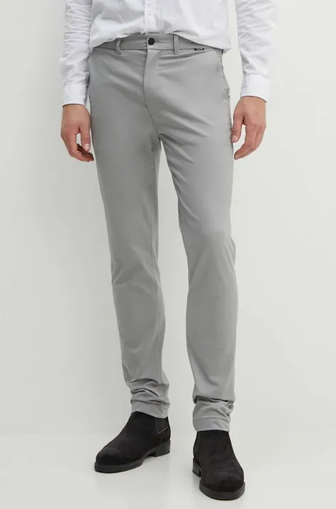 Штани Calvin Klein чоловічі колір сірий облягаючі K10K113696