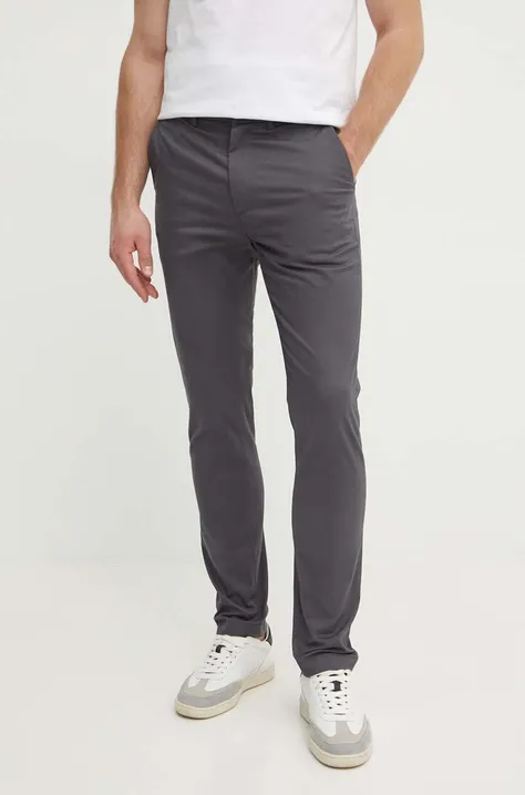 Nohavice Calvin Klein pánske, šedá farba, priliehavé, K10K113696
