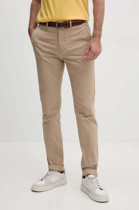 Tommy Hilfiger pantaloni barbati, culoarea bej, drept, MW0MW24872