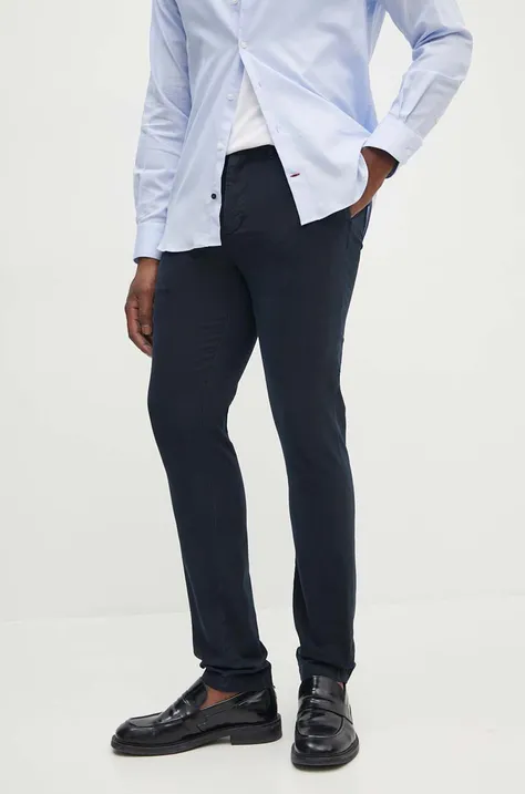 Kalhoty Tommy Hilfiger pánské, tmavomodrá barva, jednoduché, MW0MW32934