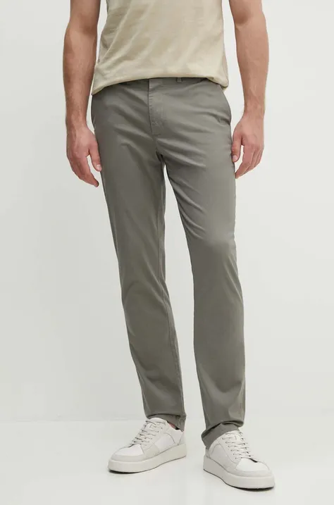 Kalhoty Tommy Hilfiger pánské, šedá barva, ve střihu chinos, MW0MW35637