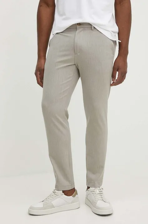 Kalhoty BOSS pánské, béžová barva, přiléhavé, 50519121