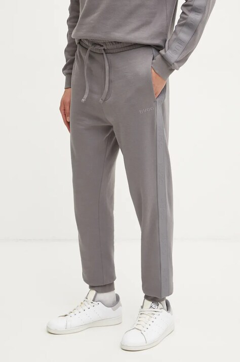 HUGO pantaloni lounge din bumbac culoarea gri, neted, 50520501