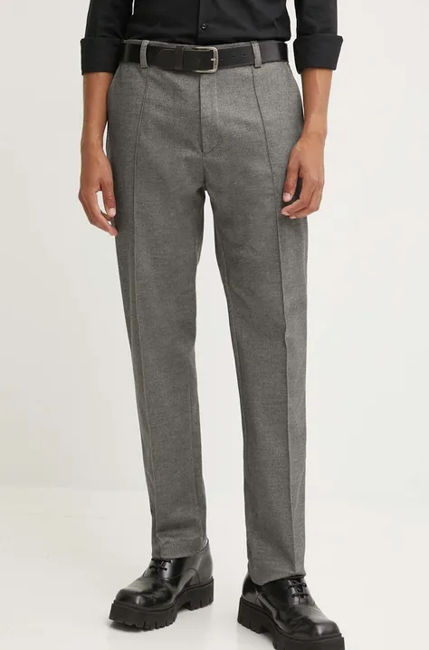 Kalhoty HUGO pánské, šedá barva, jednoduché, 50520694