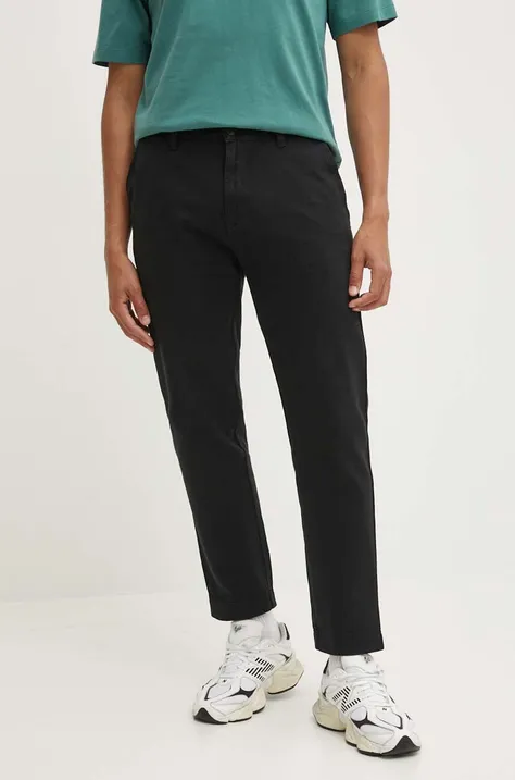 HUGO pantaloni de bumbac culoarea negru, drept, 50525176