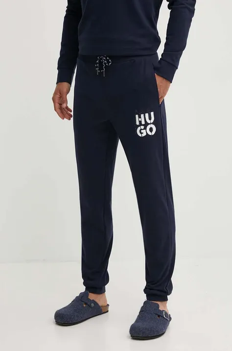 Homewear hlače HUGO boja: tamno plava, s tiskom, 50520450