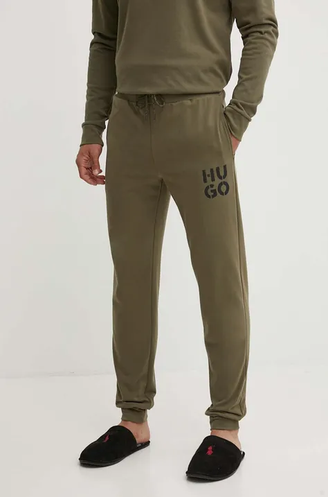 Kalhoty HUGO zelená barva, s potiskem, 50520450