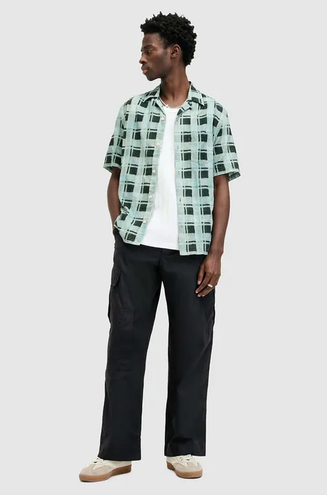 Pamučne hlače AllSaints VERGE boja: crna, ravni kroj, M011TA