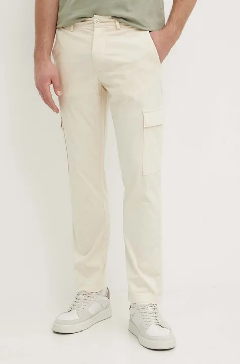 Nohavice Pepe Jeans SLIM CARGO POPLIN pánske, béžová farba, strih cargo, PM211770