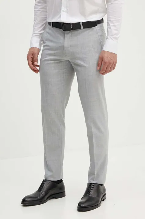 Vlněné kalhoty Michael Kors šedá barva, jednoduché, MK0SP01026