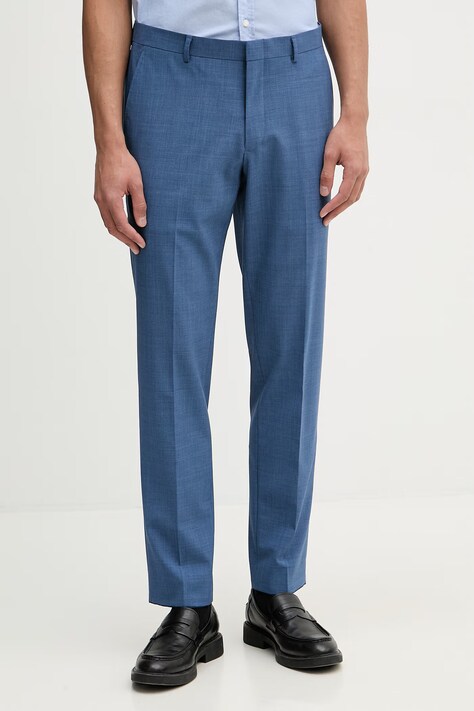 Michael Kors spodnie męskie z wełną niebieskie regular waist MK0SP01026