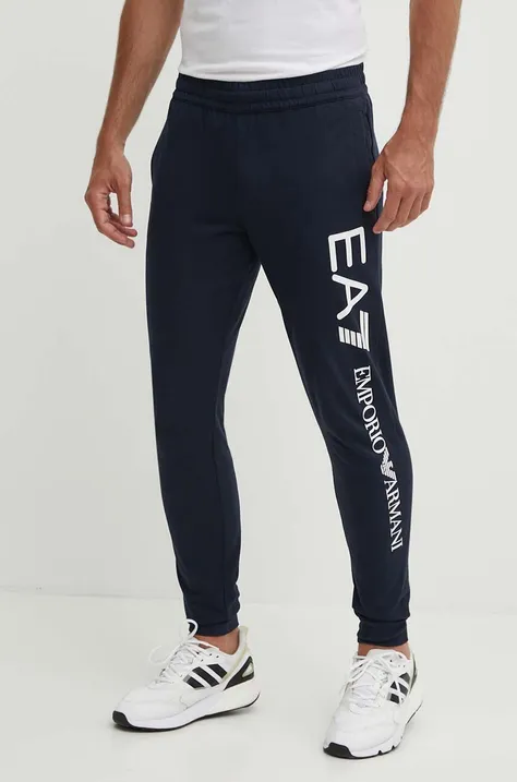 Памучен спортен панталон EA7 Emporio Armani в тъмносиньо с принт PJ05Z.8NPPC3
