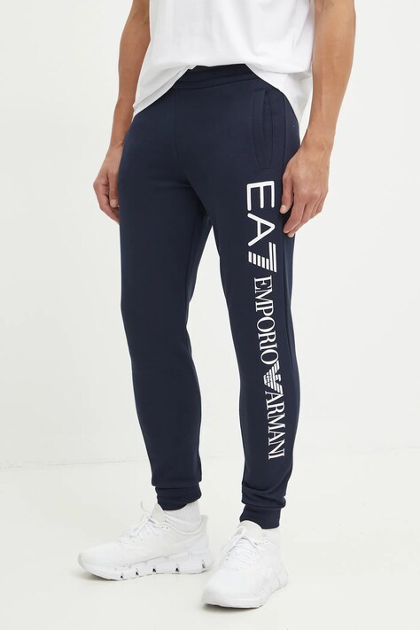 EA7 Emporio Armani pantaloni de trening culoarea albastru marin, cu imprimeu, PJ07Z.8NPPB5