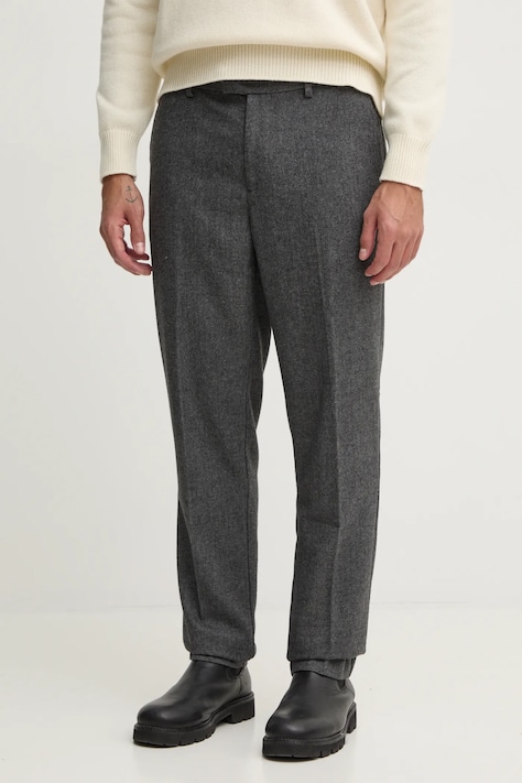 Штани з домішкою вовни United Colors of Benetton колір сірий прямі 4JGSUF059