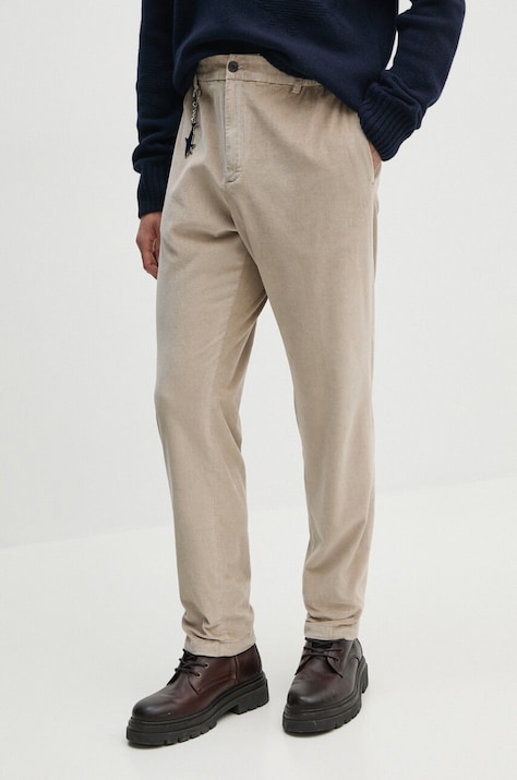 Paul&Shark pantaloni de catifea cord culoarea bej, drept, 14314020