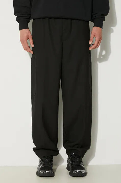 Kenzo pantaloni de lana Cargo Jogpant culoarea negru, cu fason cargo, FE65PA5019RE.99