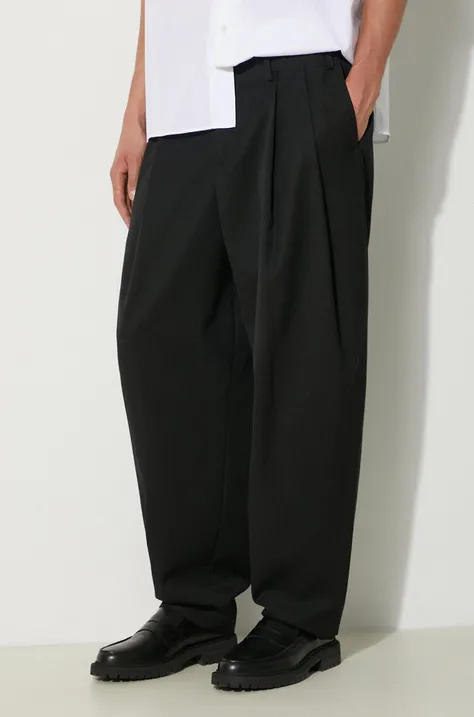 Kenzo pantaloni din lana Relaxed School Boy Pant culoarea negru, cu fason chinos, FE65PA3799RD.99