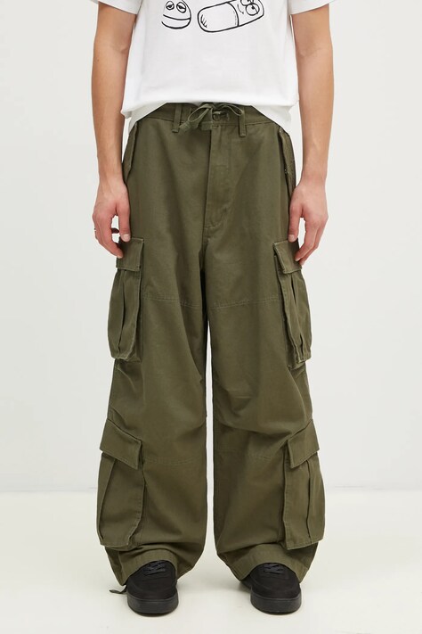 Vans pantaloni de bumbac Premium Classics LX Baggy Cargo Pant culoarea verde, cu fason cargo, VN000HMYKCZ1