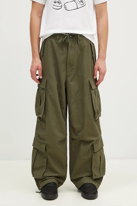 Vans pantaloni de bumbac Premium Classics LX Baggy Cargo Pant culoarea verde, cu fason cargo, VN000HMYKCZ1