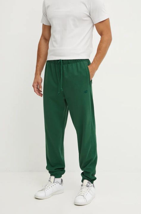 New Balance pantaloni de trening din bumbac culoarea verde, neted, MP41508NWG