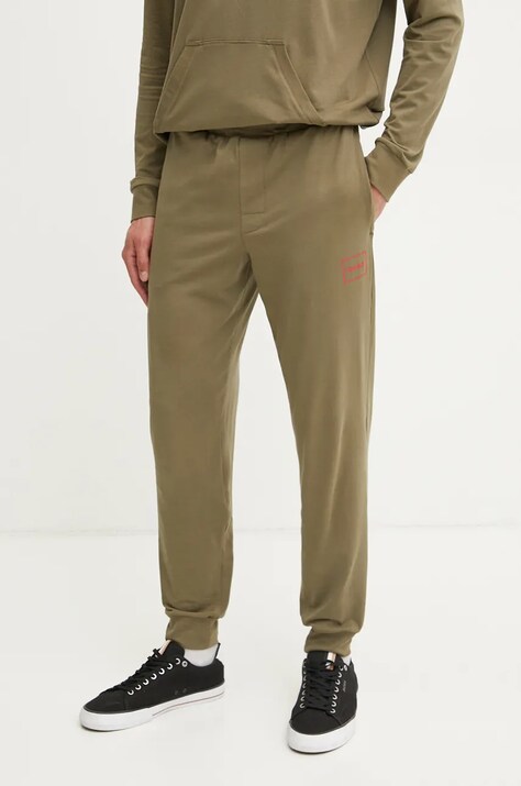 HUGO pantaloni de lounge culoarea verde, neted, 50525246