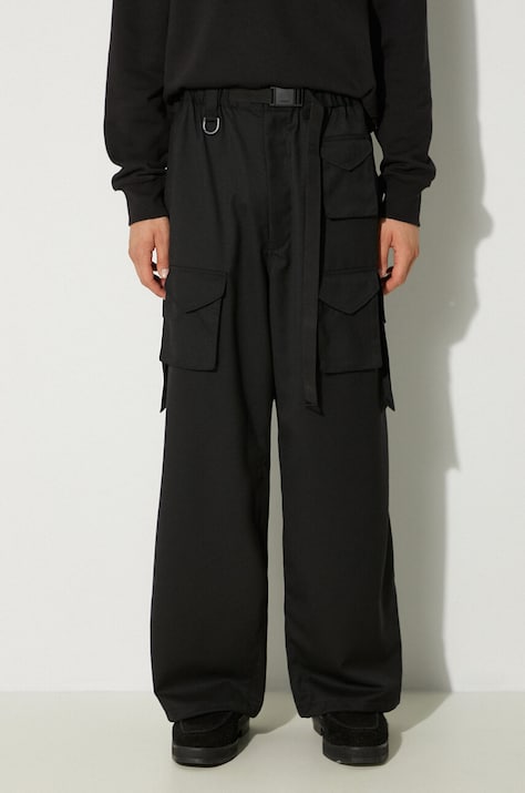 Hlače s primjesom vune Y-3 Refined Wool Cargo Pants boja: crna, ravni kroj, IW7453