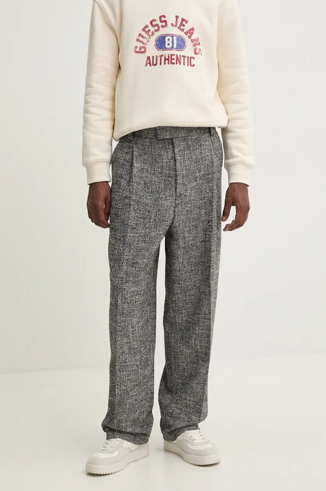 HUGO pantaloni din lana culoarea negru, drept, 50528245