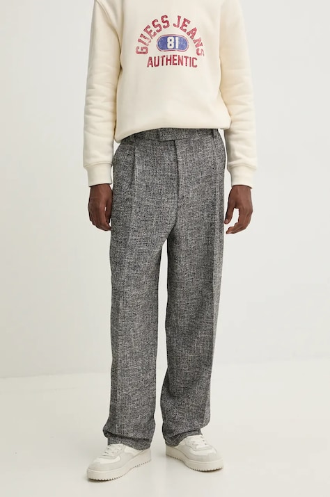 HUGO pantaloni din lana culoarea negru, drept, 50528245