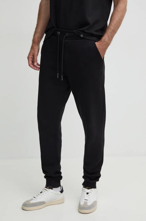 Calvin Klein pantaloni de trening din bumbac culoarea negru, cu imprimeu, K10K113579