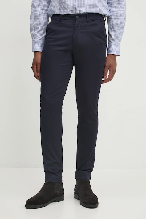 Calvin Klein pantaloni bărbați, culoarea bleumarin, mulată, K10K113429