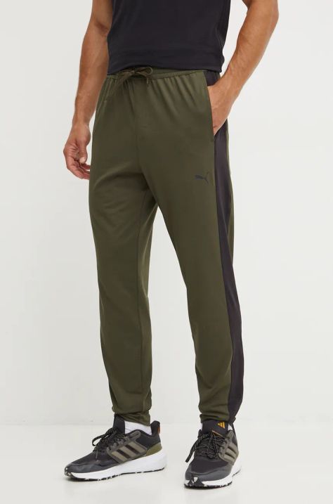 Puma pantaloni de antrenament Cloudspun culoarea verde, neted, 525717