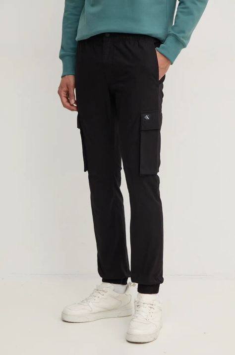 Calvin Klein Jeans pantaloni barbati, culoarea negru, cu fason cargo, J30J326438