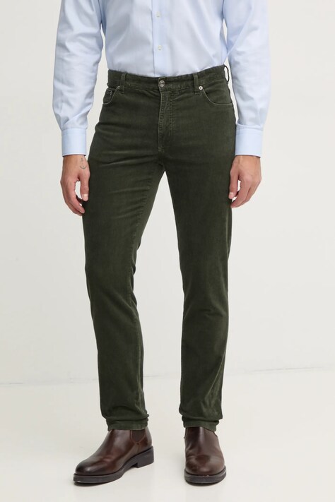 Tommy Hilfiger pantaloni de catifea cord culoarea verde, drept, MW0MW36696