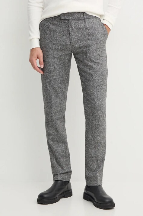Tommy Hilfiger pantaloni din lana culoarea gri, drept, MW0MW36699