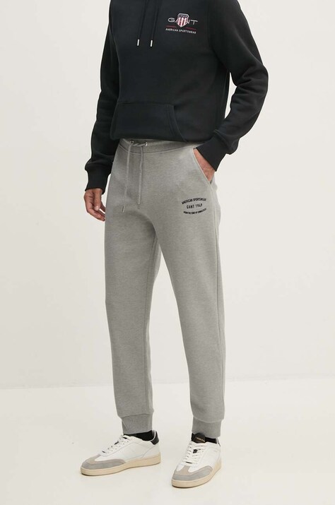 Gant pantaloni de trening culoarea gri, cu imprimeu, 2015072