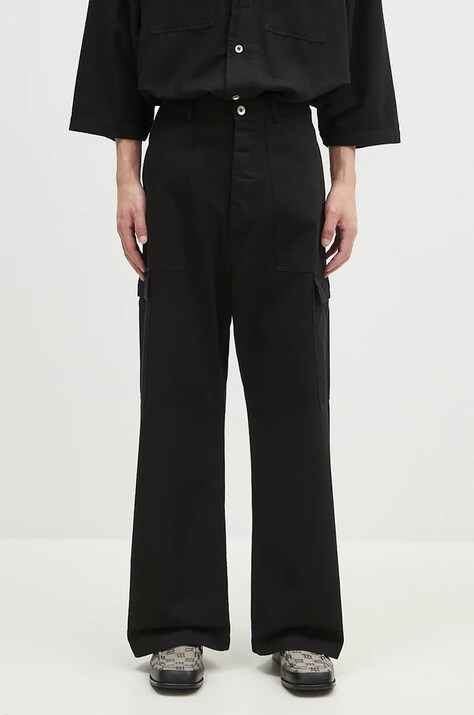 Хлопковые брюки Rick Owens Cargo Trousers цвет чёрный прямые DU02D2354.TW