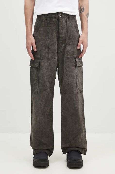 Bavlnené nohavice Rick Owens Cargo Trousers šedá farba, strih cargo, DU02D2354.MO