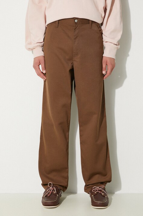 Carhartt WIP pantaloni Simple Pant barbati, culoarea maro, cu fason chinos, I020075.2Y02