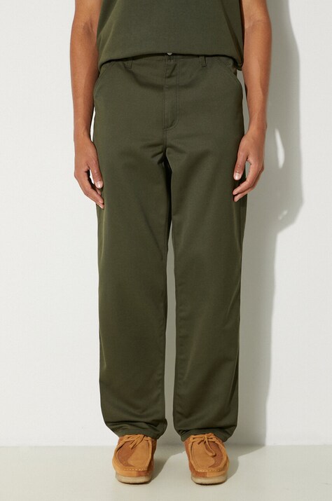 Carhartt WIP pantaloni Simple Pant barbati, culoarea verde, drept, I020075.66602