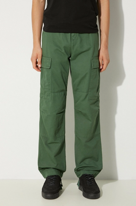 Памучен панталон Carhartt WIP Regular Cargo Pant в зелено със стандартна кройка I030475.29NGD