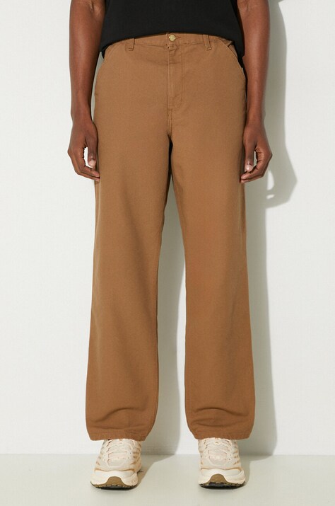 Carhartt WIP pantaloni de bumbac Simple Pant culoarea maro, drept, I031220.HZ02