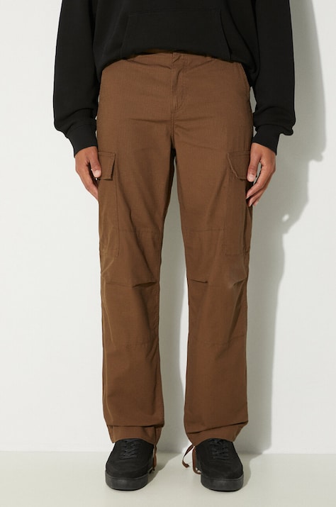 Carhartt WIP pantaloni in cotone Regular Cargo Pant colore marrone I032467.2Y02