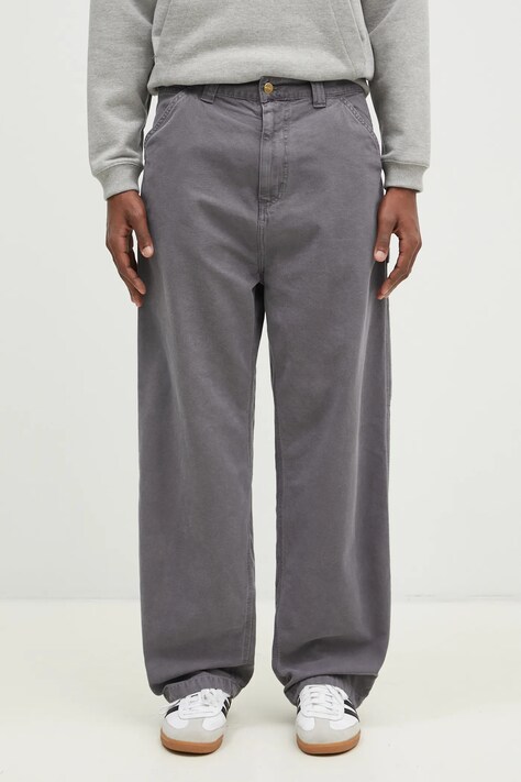 Хлопковые брюки Carhartt WIP OG Single Knee Pant цвет серый со шнуровкой I033754.874J