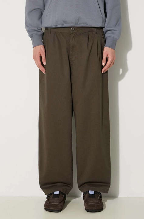 Carhartt WIP pantaloni in cotone Merrick Pant colore verde I033759.96406